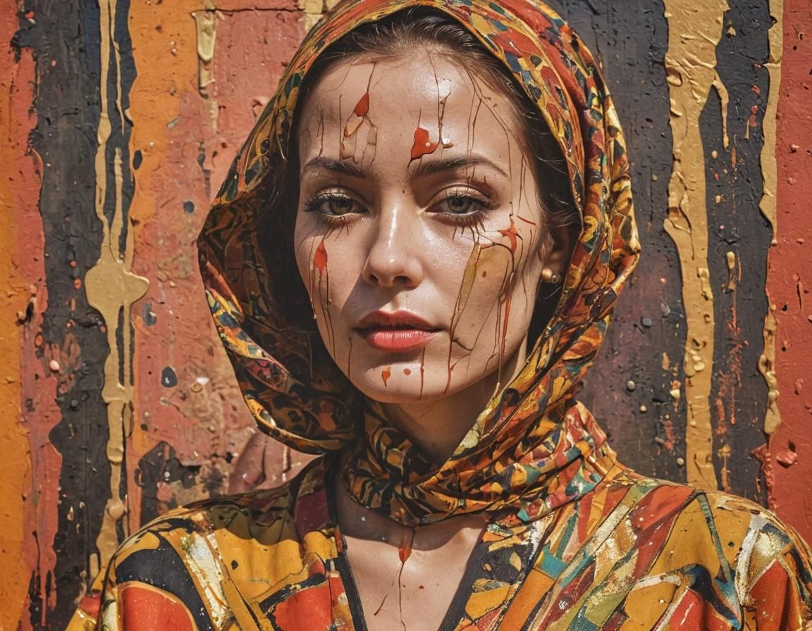 Abstract Expressionist Portrait of a Lady in Marrakech