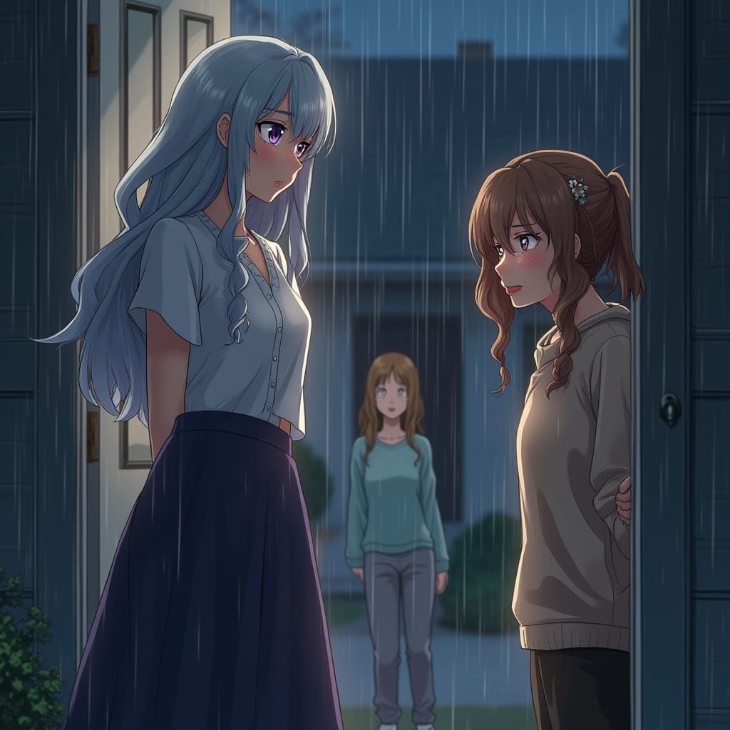 Anime-Style Scene of Heartfelt Moment Between Friends in the...