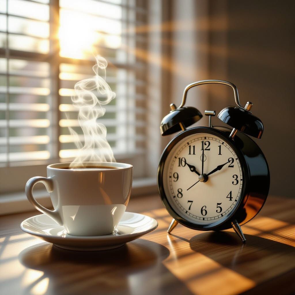 Surreal Coffee vs. Alarm Clock Artwork