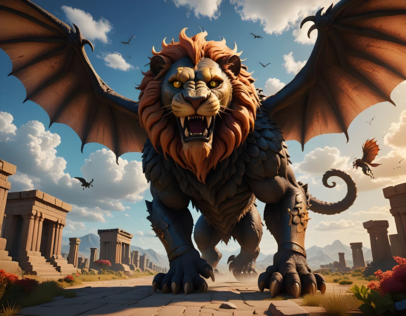 Fierce Manticore Descends Upon Ancient Persepolis