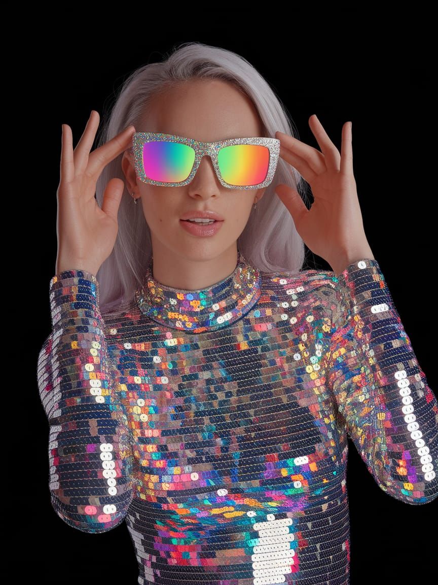Dazzle Queen in Holographic Glittery Splendor