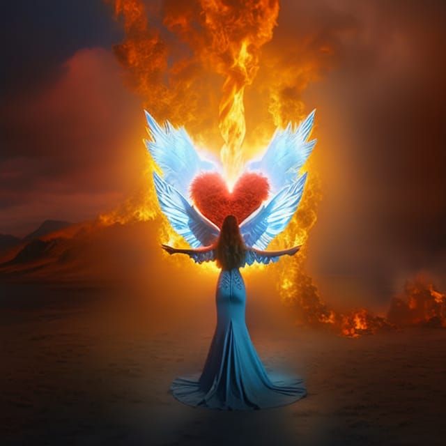 Burning Heart Angel Woman 3