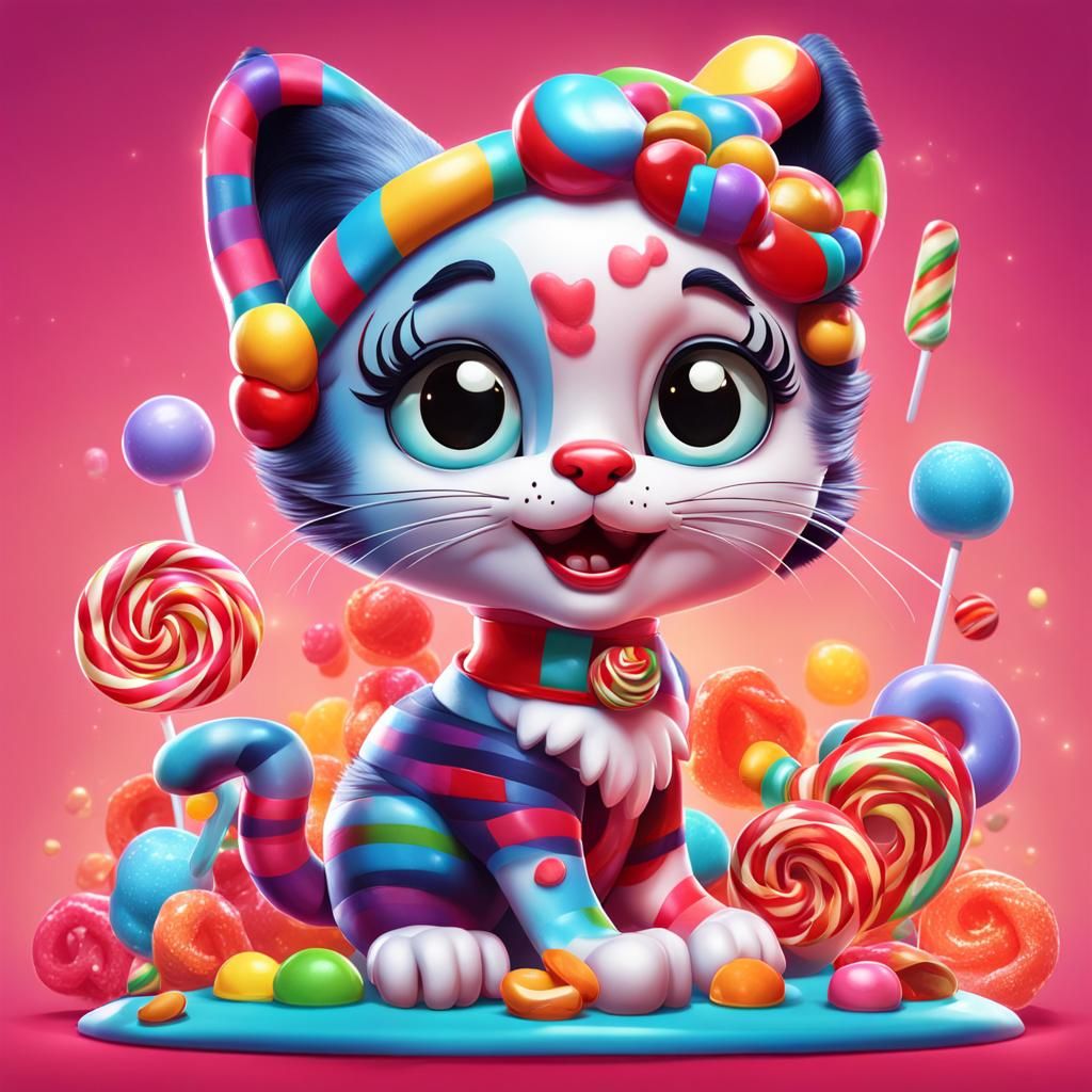 Betty Boop as Cat in Candy Art Style