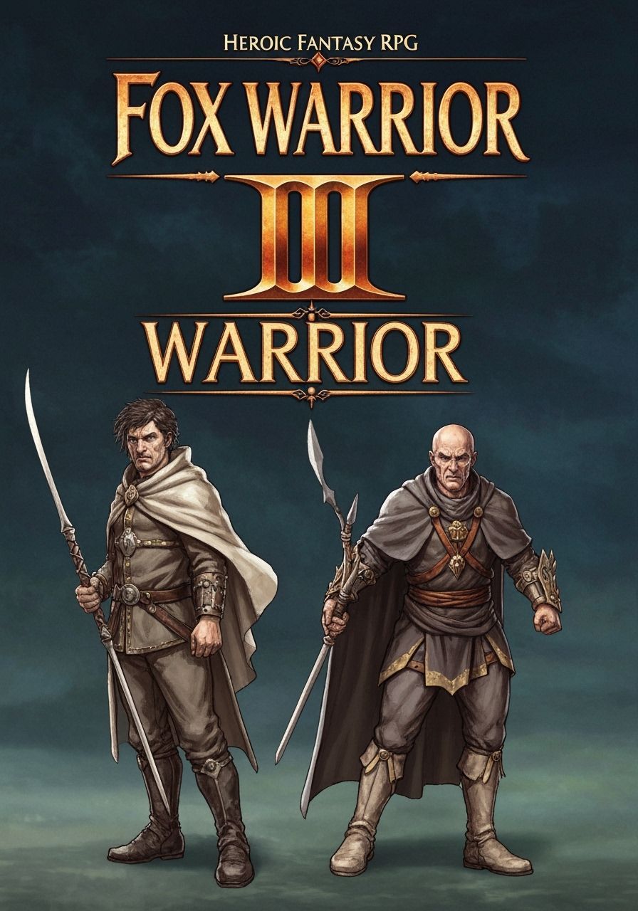 Fox Warrior Game Cover in Heroic Fantasy Style