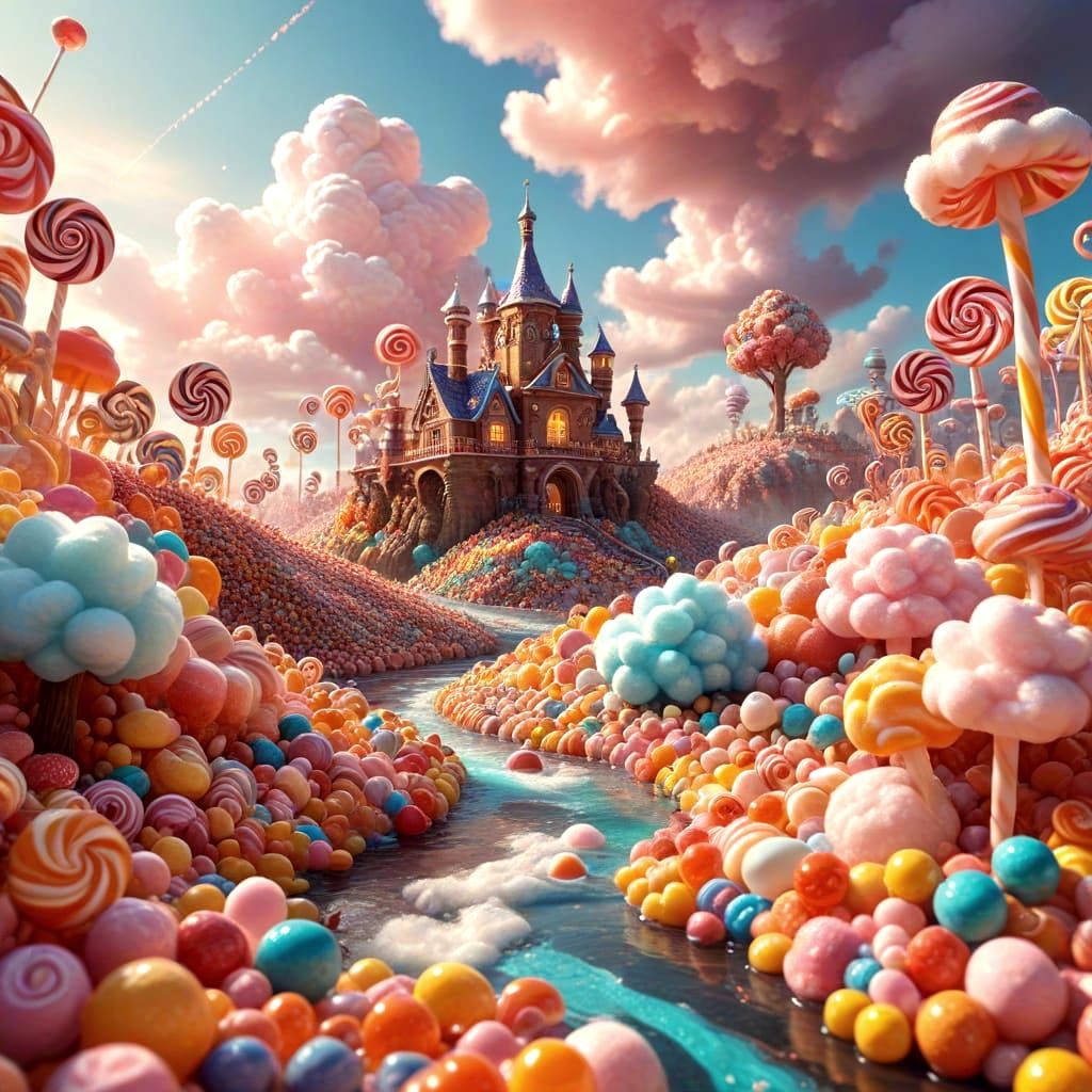Whimsical Candy Landscape with Syrups