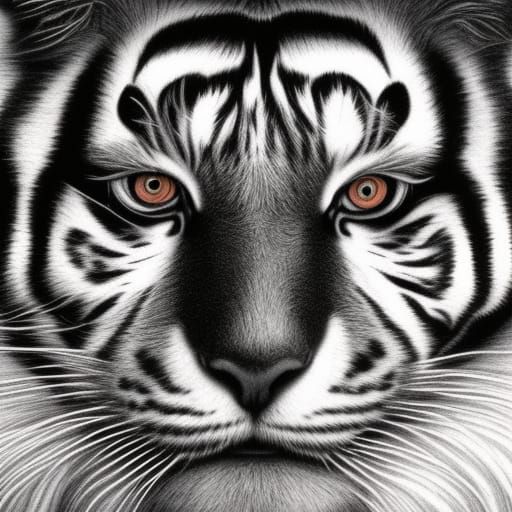 Black Cat with Tiger Stripes in Charcoal