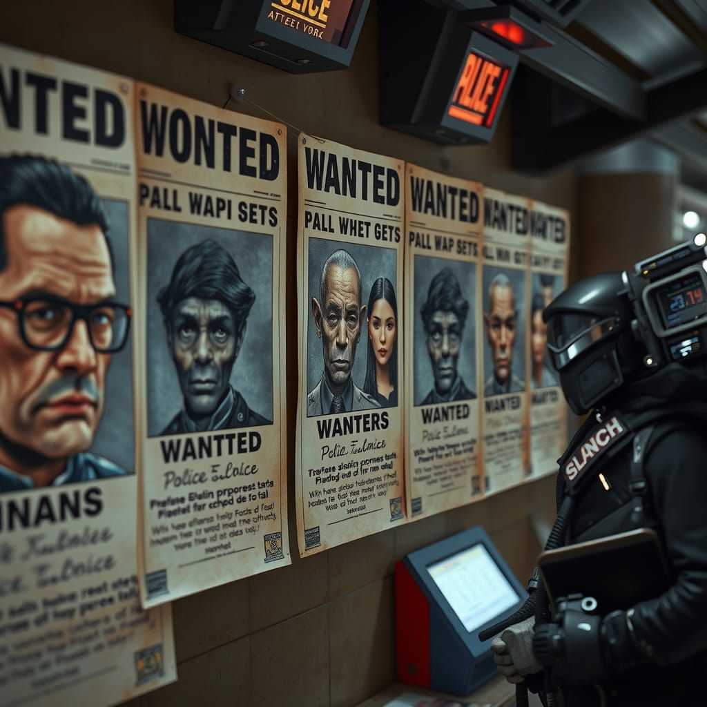 notice board at the interstellar police station with 
with s...