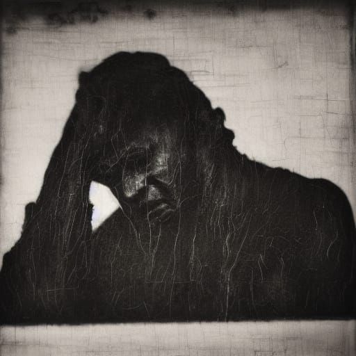 Grieving Mother: Expressionist Black and White Portrait