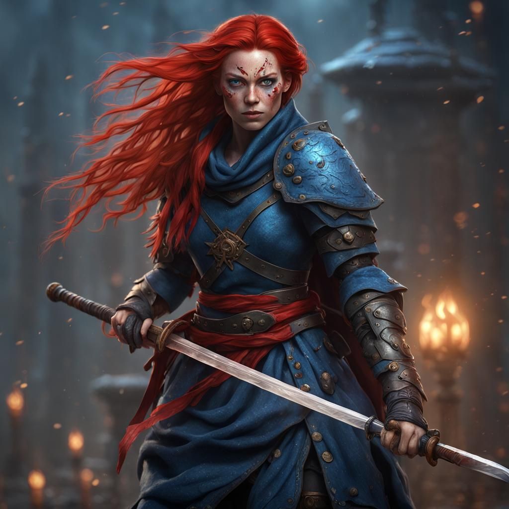 Fantasy Woman Warrior with Magic Katana