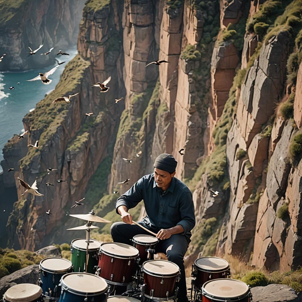 Drummer's Performance Causes Bird Panic: Photography