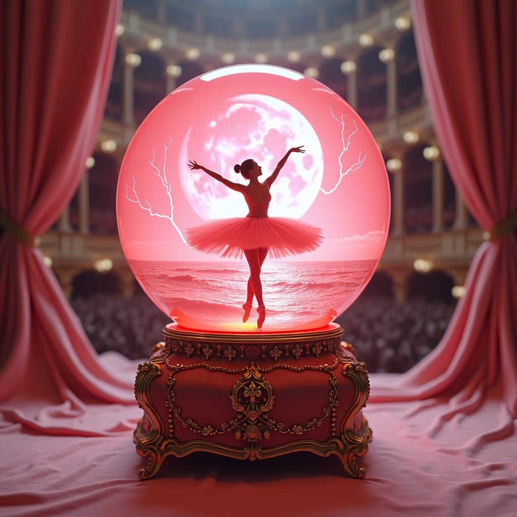 Pink Lunar Eclipse Ballet Double Exposure Masterpiece