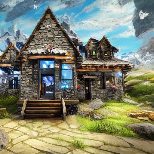 Sparkling Diamond Cabins in a Detailed Matte Painting