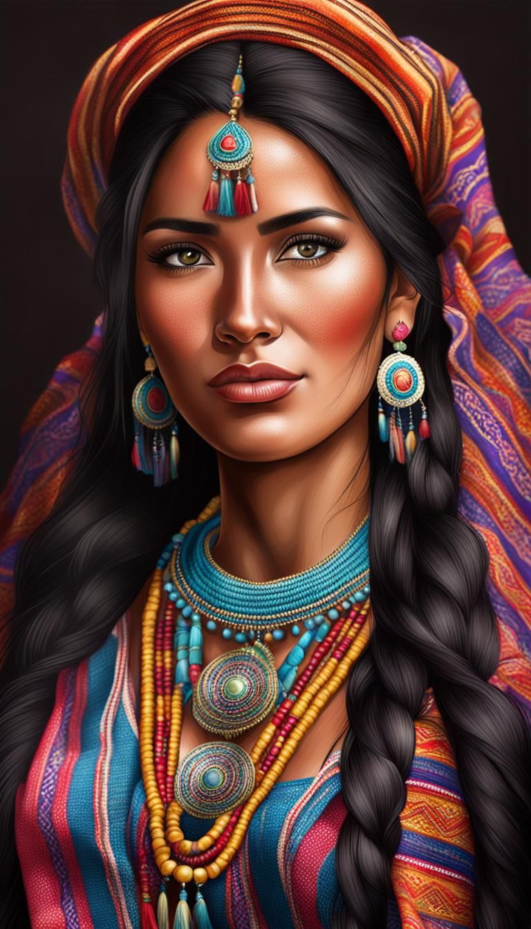 Realistic Portrait of a Young Peruvian Woman