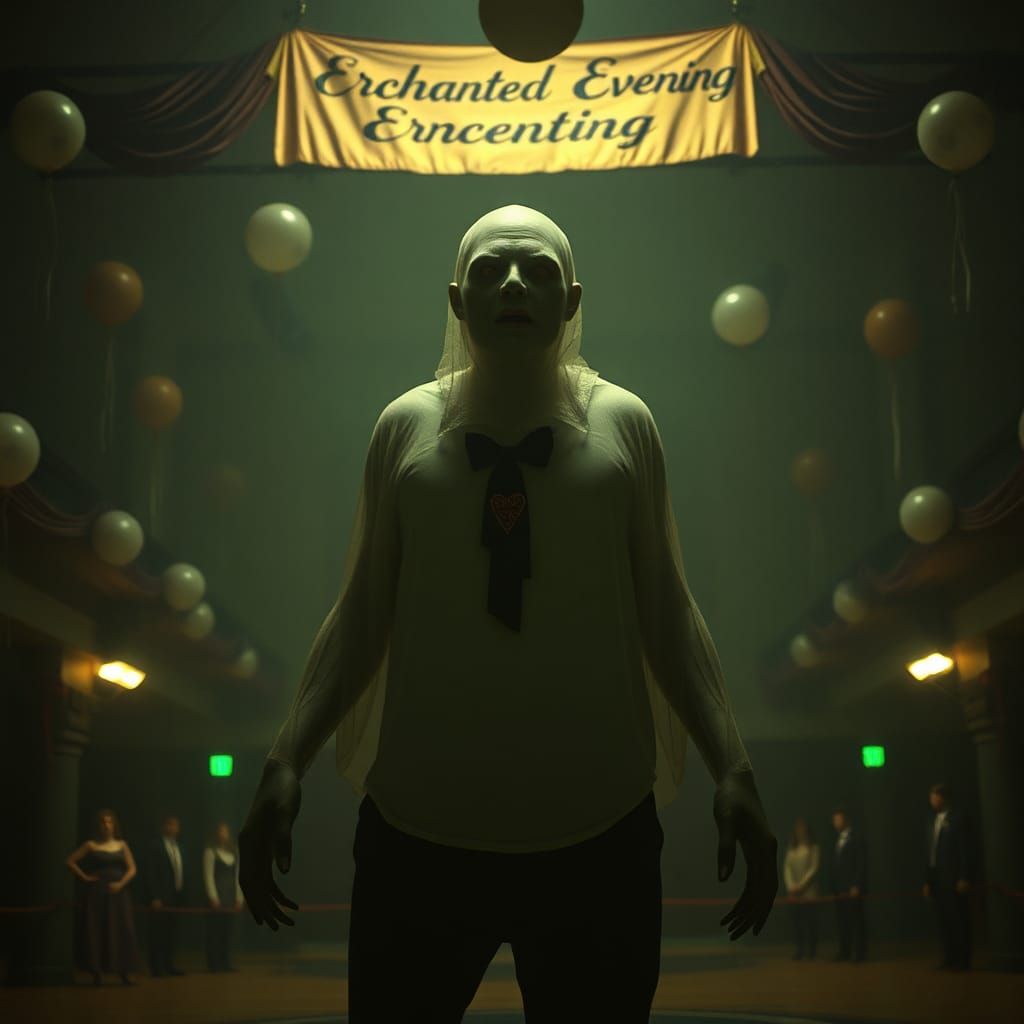 wearing a bowtie, horror, ominou...