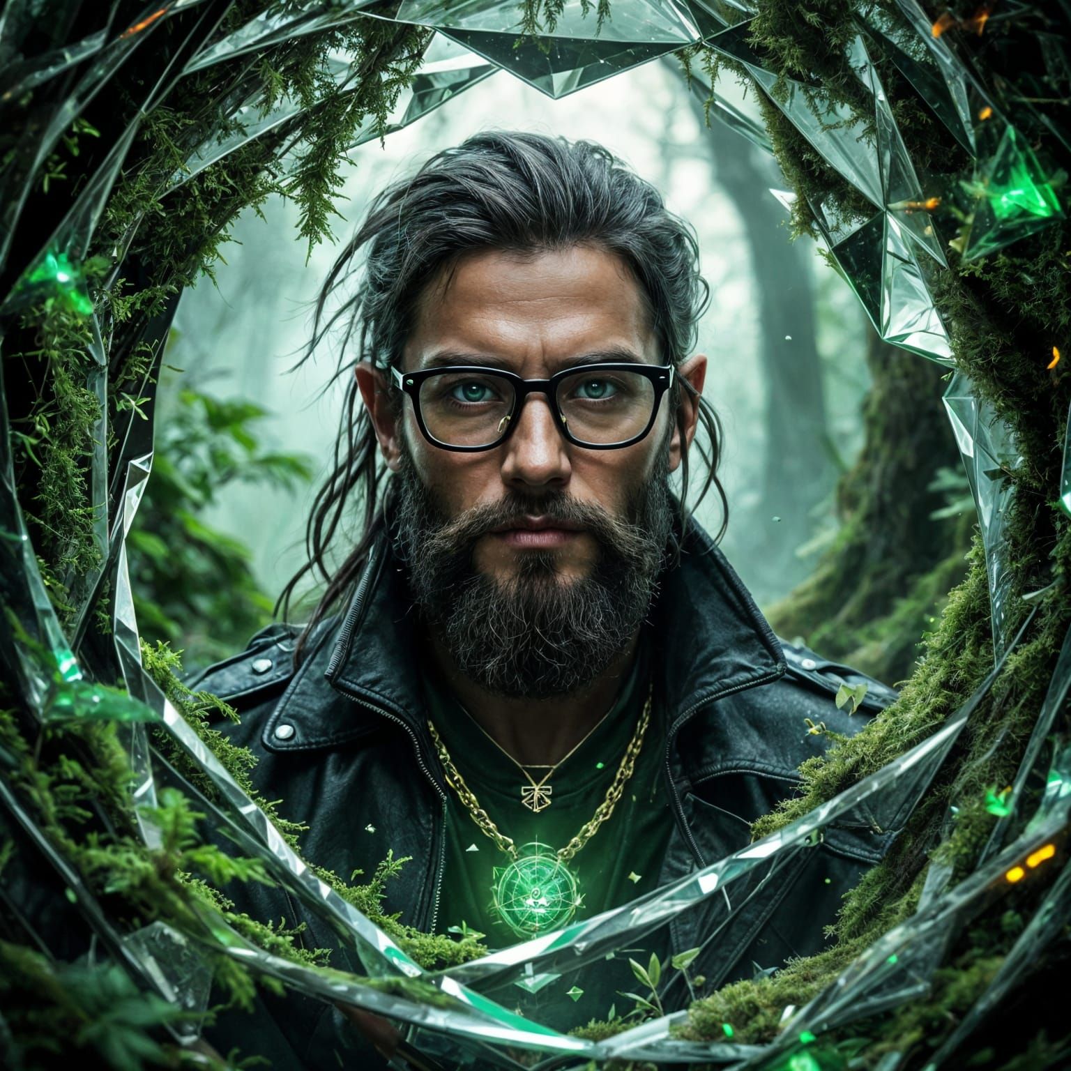 Half-Elf Witch Mirrored Portrait in Magical Realism