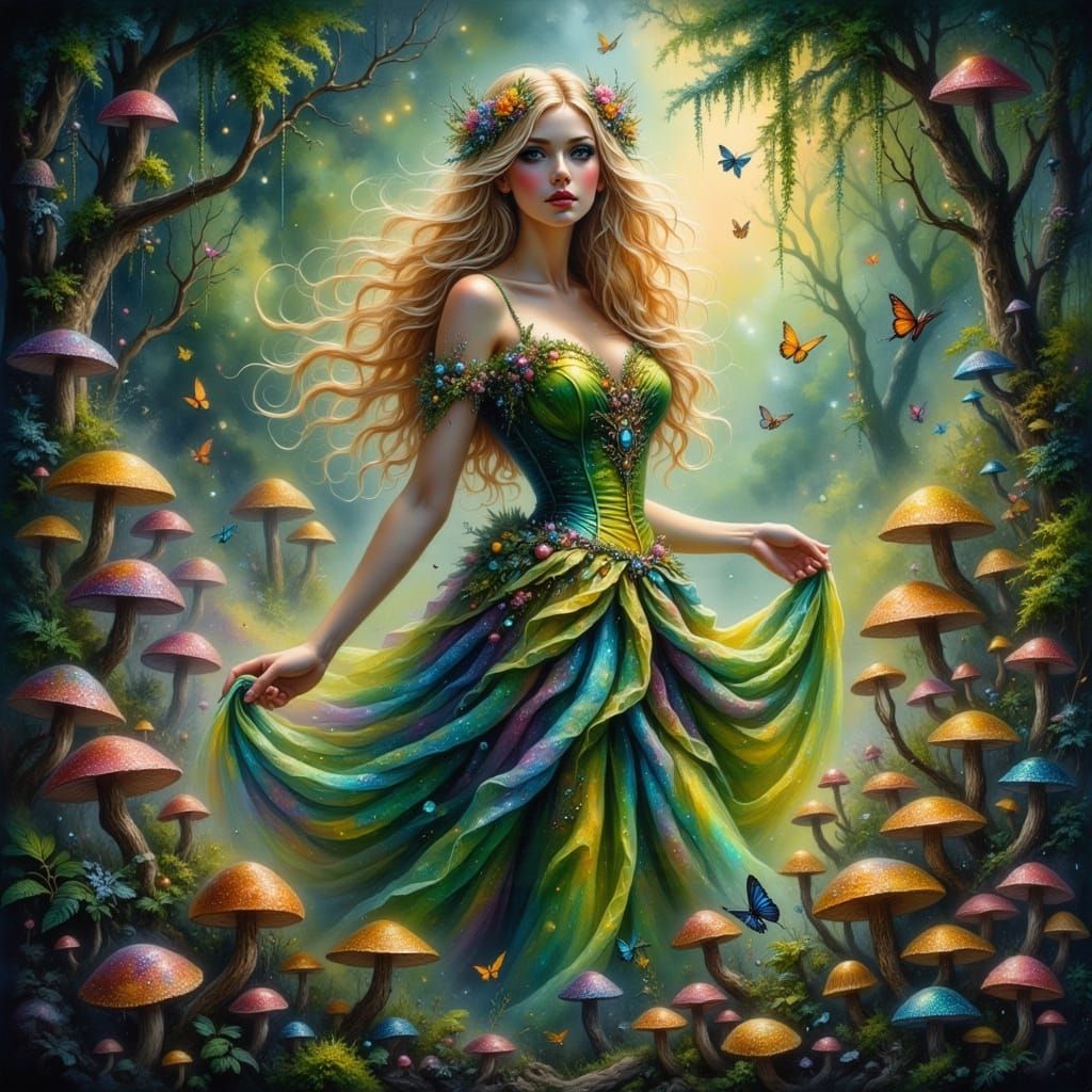 Enchanted Fairy Punk Queen Amidst Whimsical Woodland