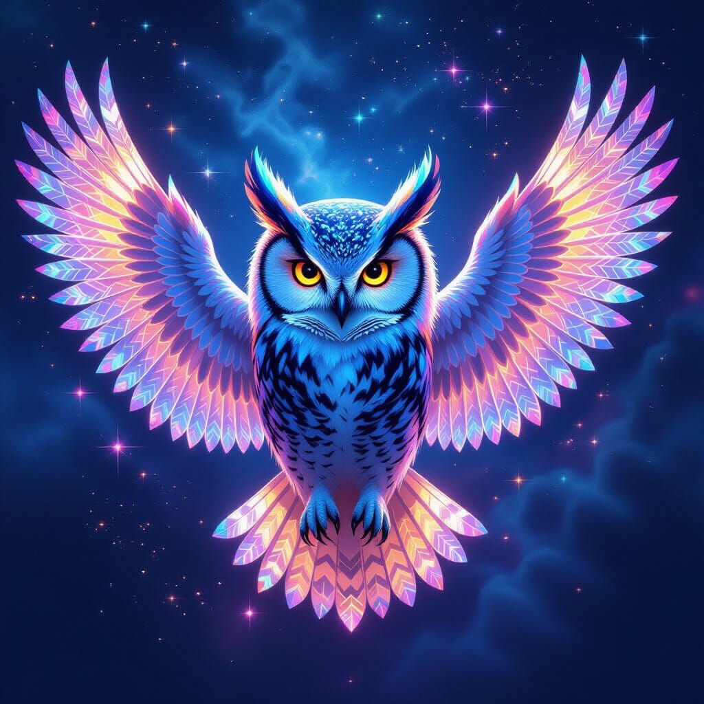Holographic Owl Oracle with Cosmic Fractal Wings