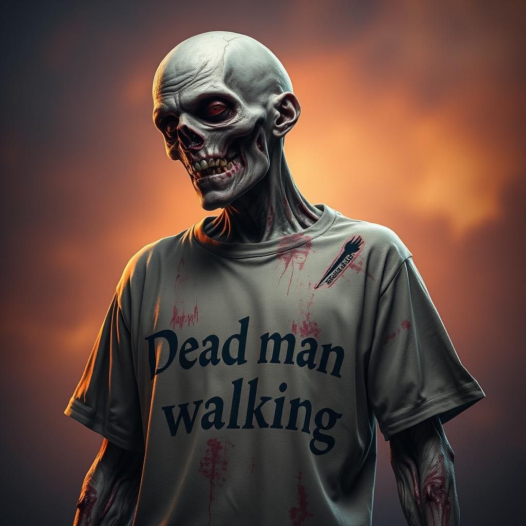 Hyperrealistic Zombie in Industrial Twilight Zone