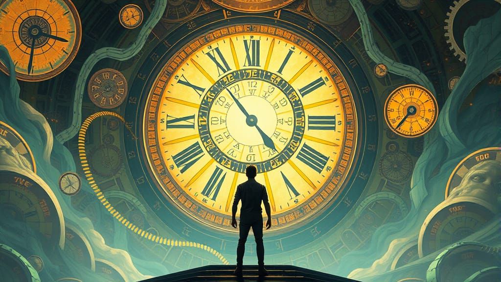 Clockwork Time Portal in Syd Mead Style