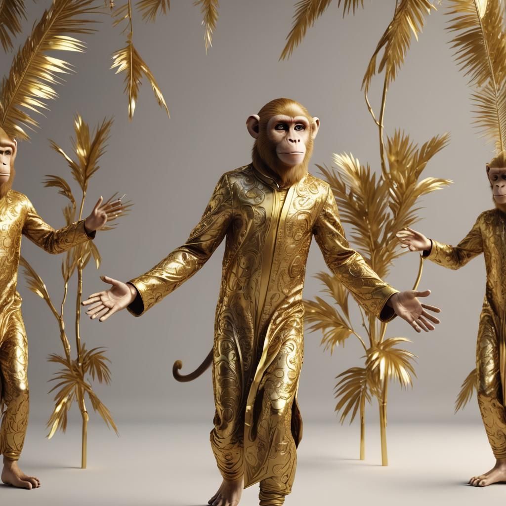 Animated Monkey Man in Golden Dress