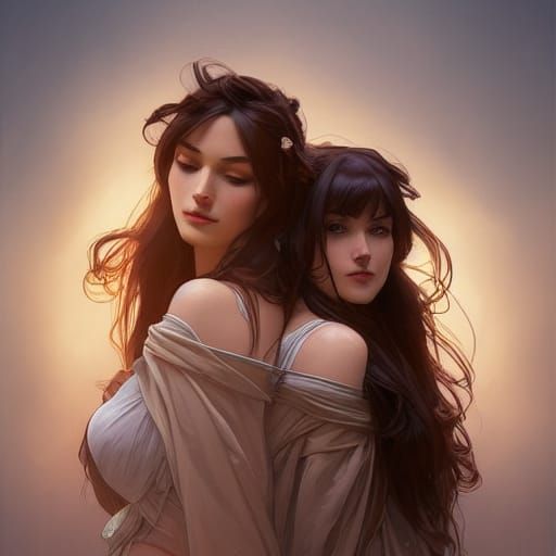 Detailed Portrait of Friendship in Dynamic Lighting