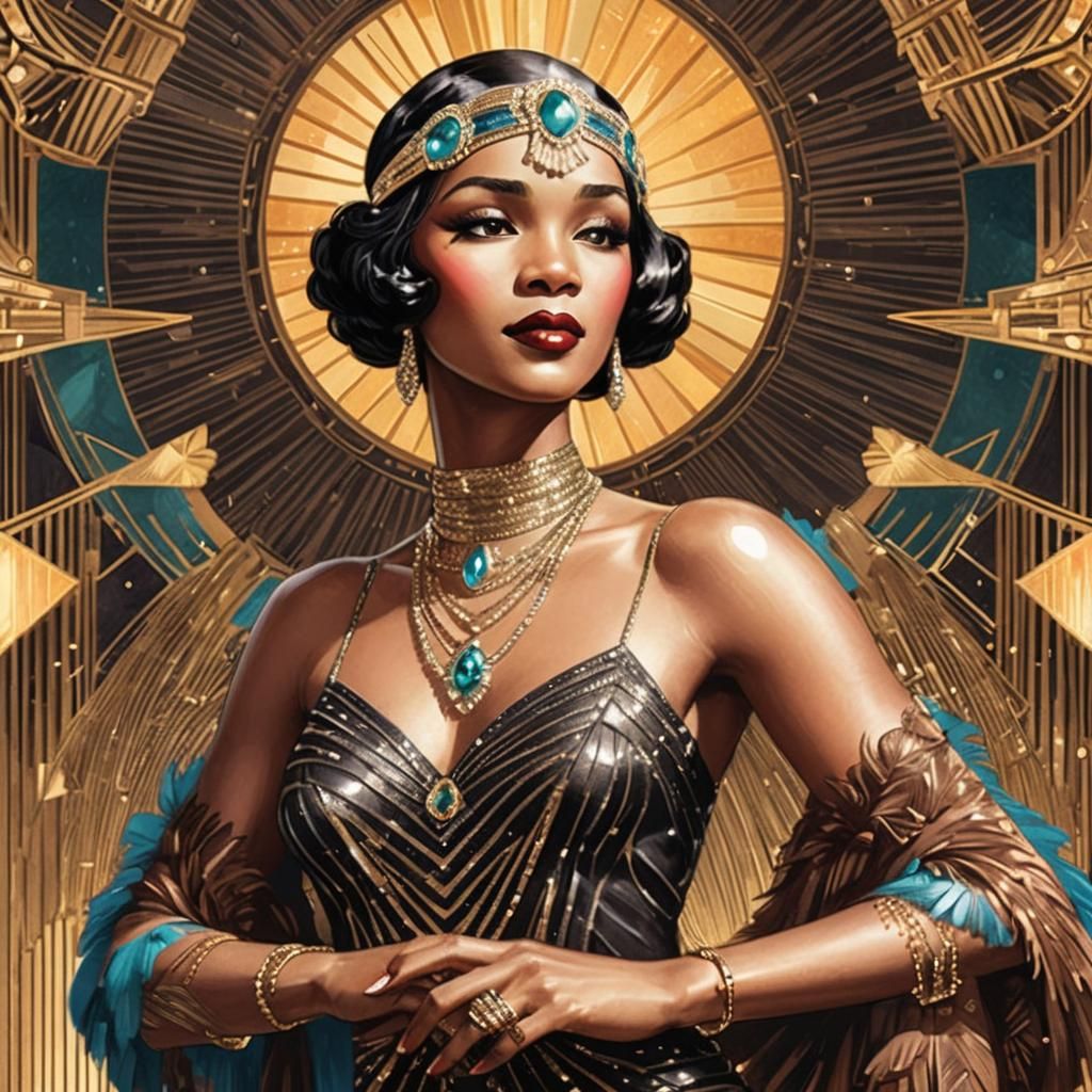 Glamorous Art Deco Flapper Illustration