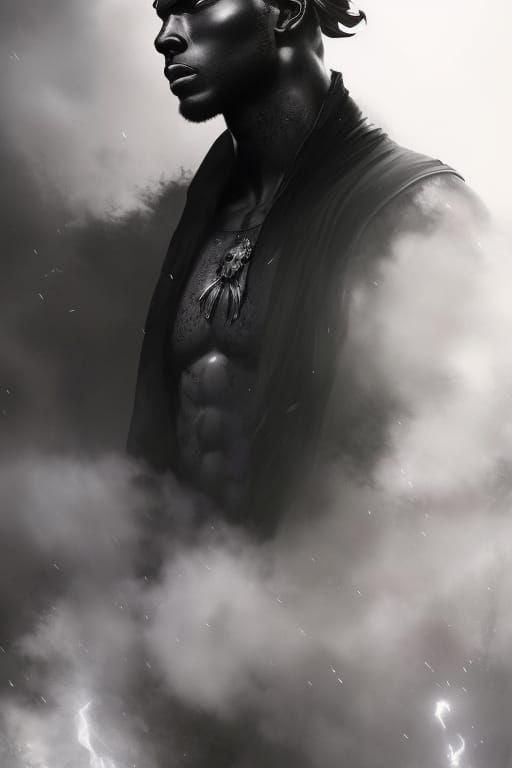 Mesmerizing Black God of Beauty in Shadow Aesthetic