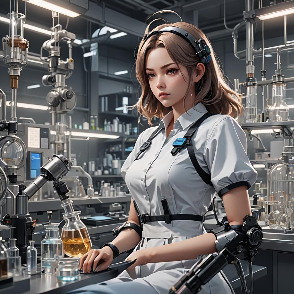 Anime-Style Laboratory Bombshell in 3D
