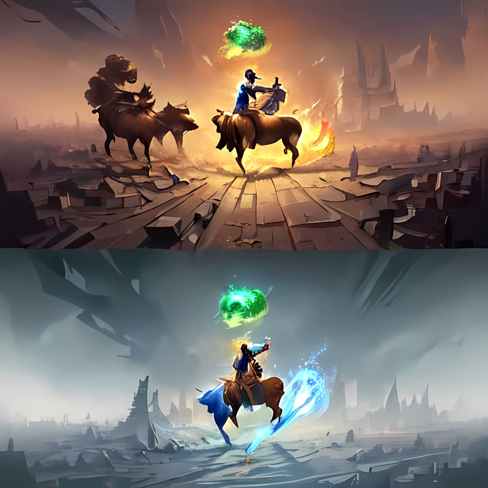 Surreal Wooden Barrels in a Dark, Frosty Landscape