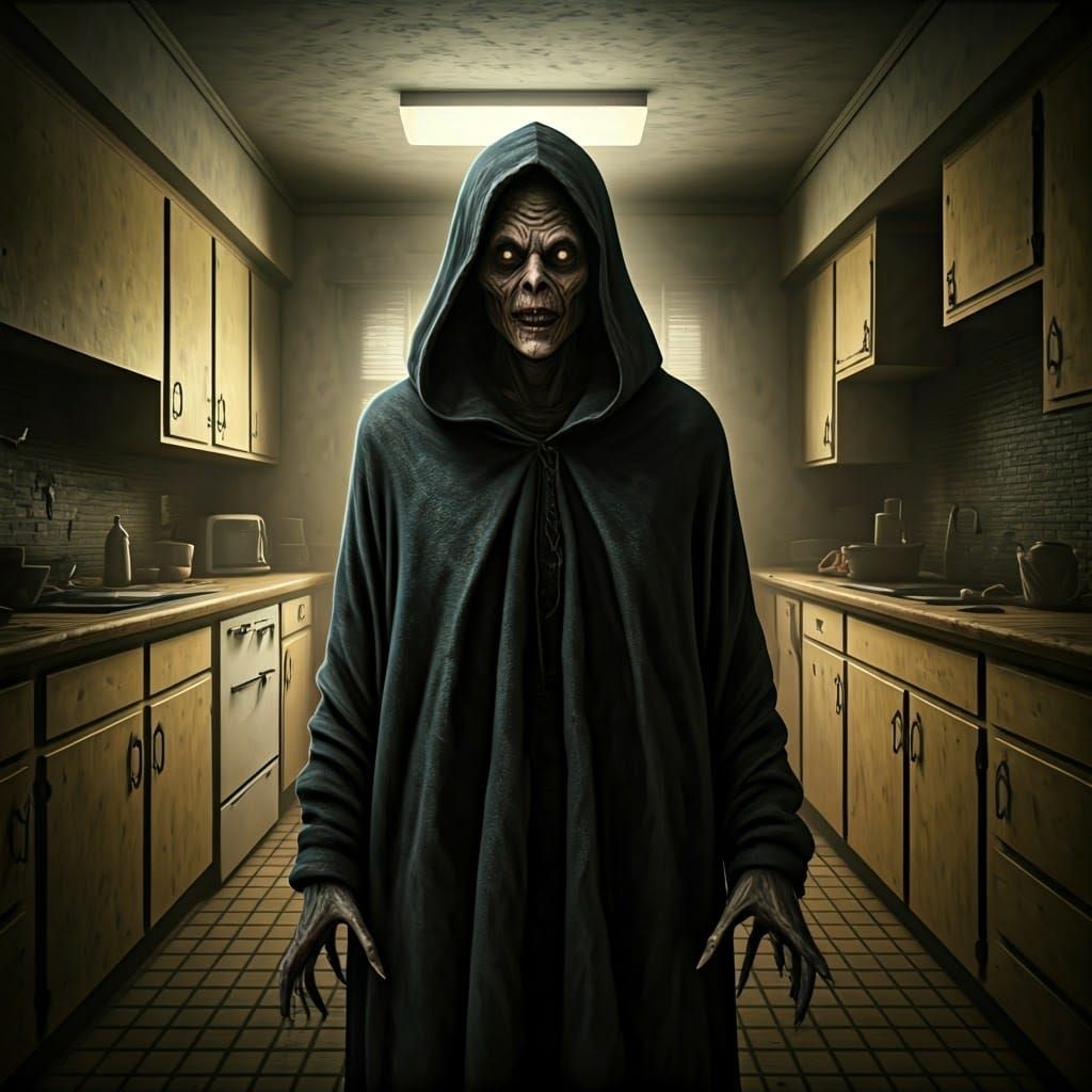 Terrifying Night Terror Demon in a Dark, Desolate Desert Hom...