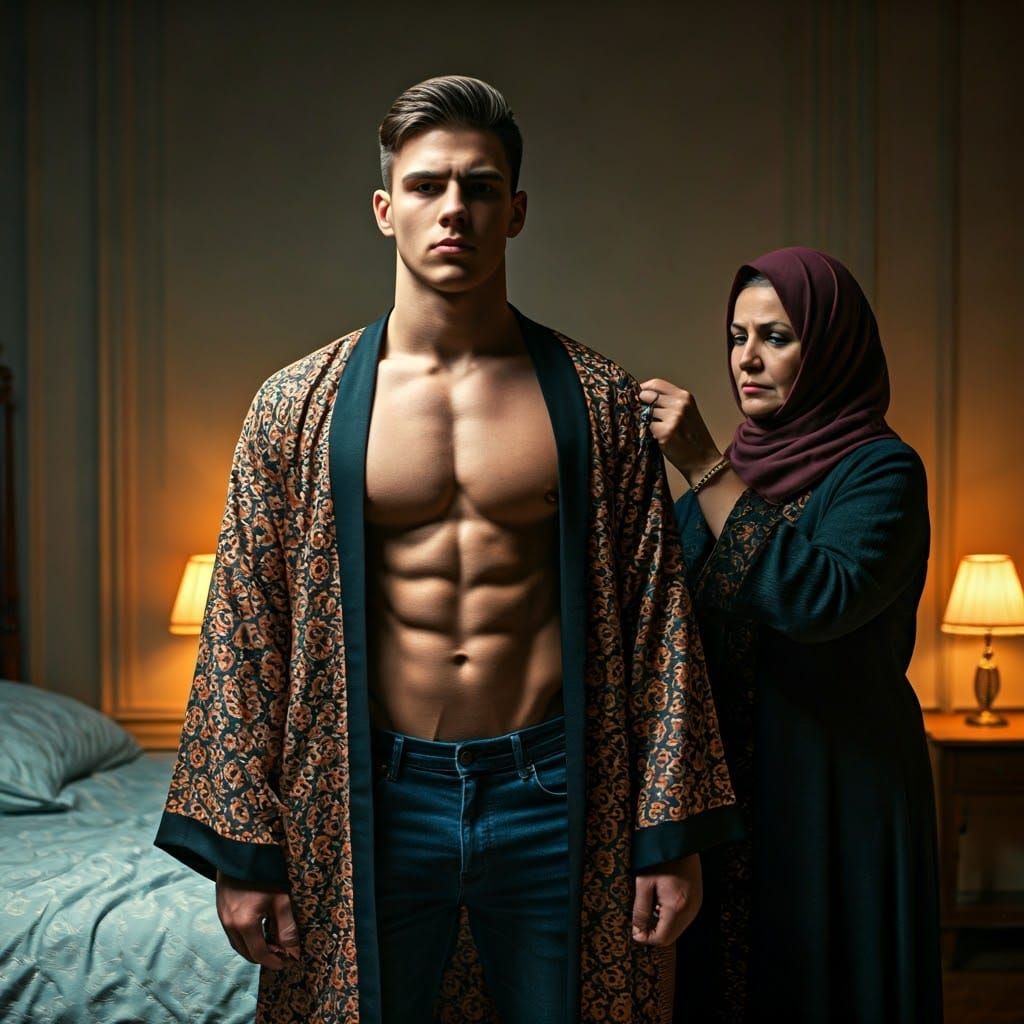 Mother and Son in Intimate, Cinematic Muslim Dressing Scene