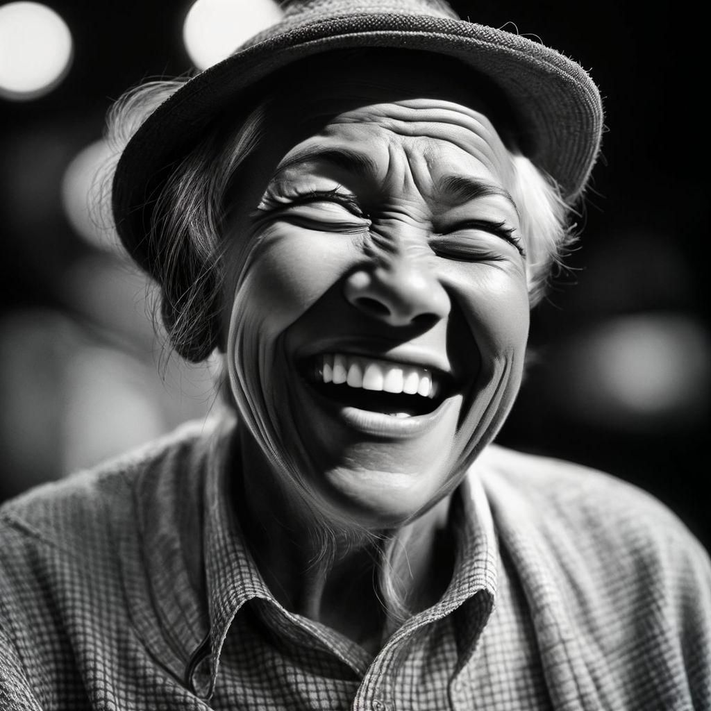 Joyful Laugh Portrait in Black and White