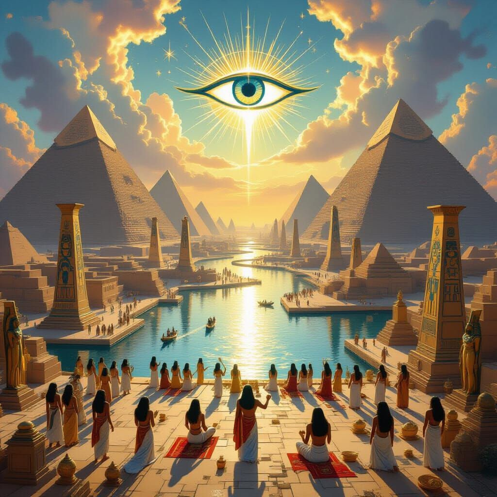 Surreal Egyptian City Worship: Mystical Gods and Living Hier...
