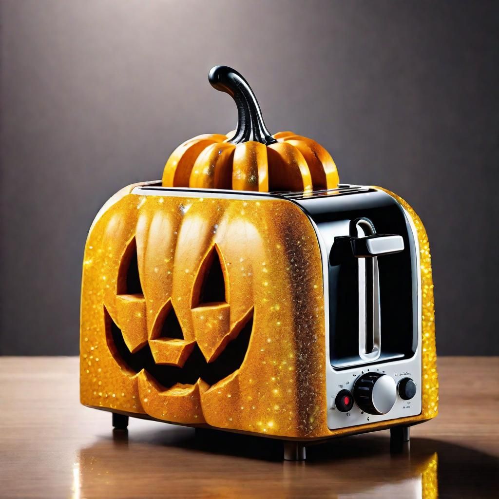Halloween Pumpkin Toaster: Hyper-Realistic Photo