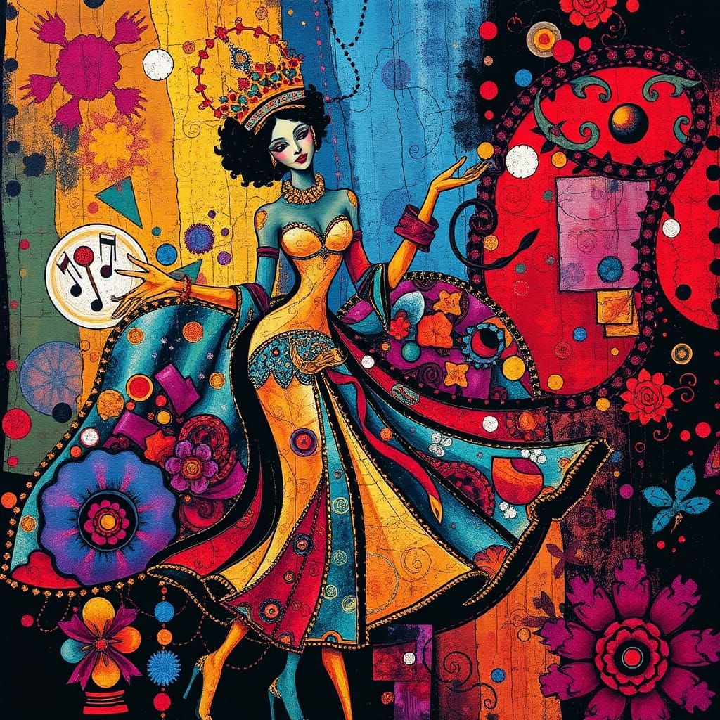 Abstract Expressionist Batik: Dancing Queen