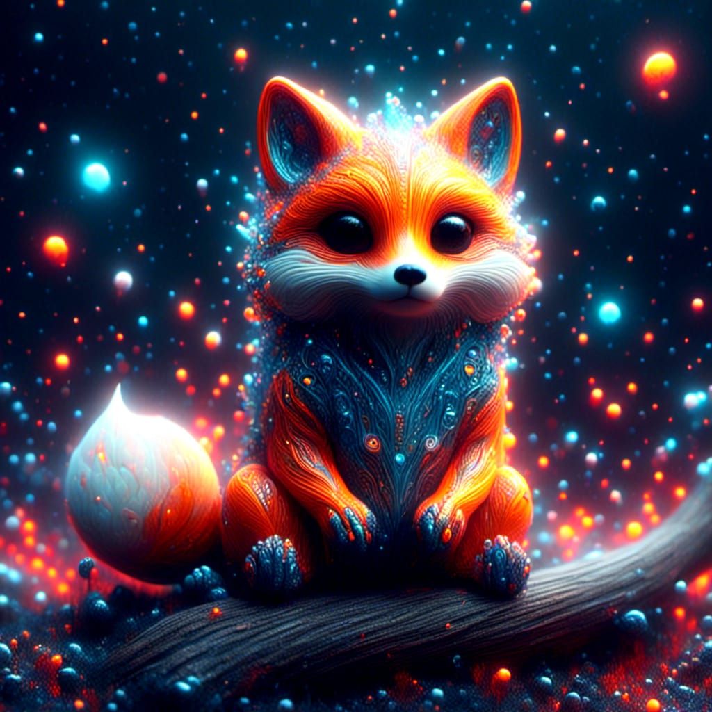 Cute Fuzzy Fox Creature with Sunglasses