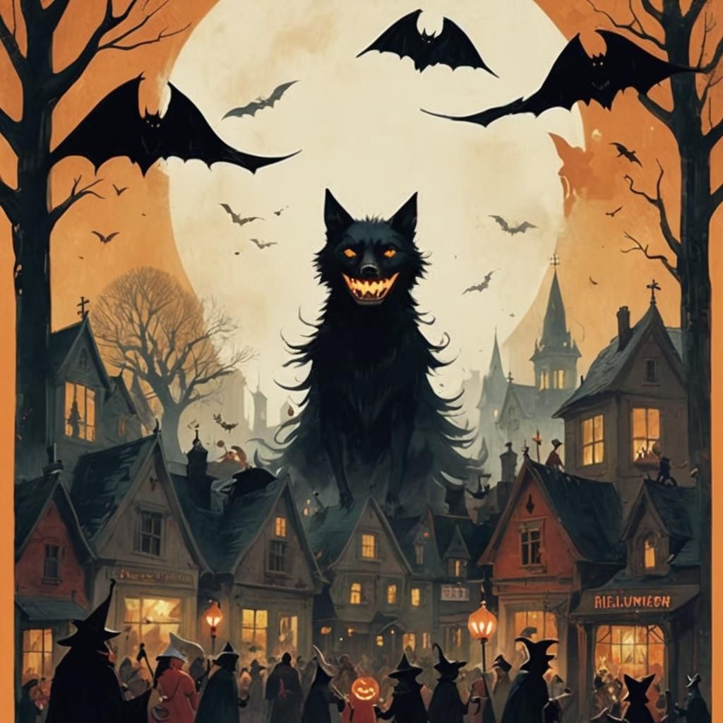 Joyous Halloween Parade with Happy Characters