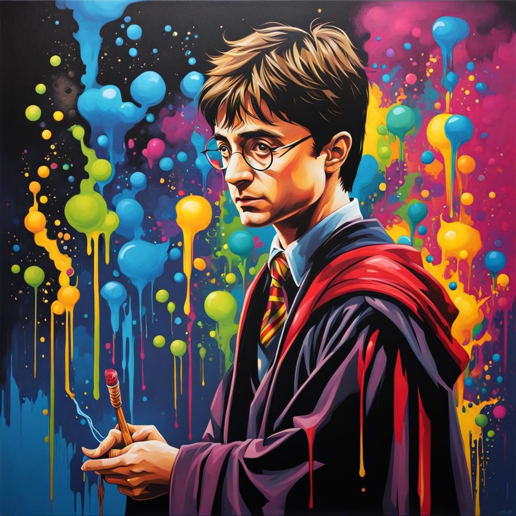 Harry Potter Graffiti Art in Polychromatic Style