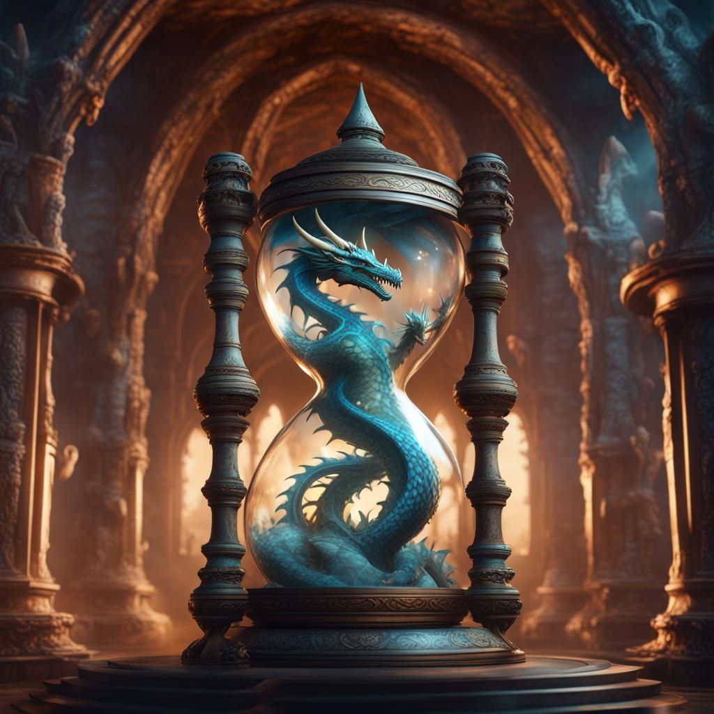 Dragon in Hourglass: Detailed Matte Painting