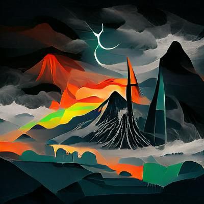 Mordor in Vibrant Vector Graphics Style