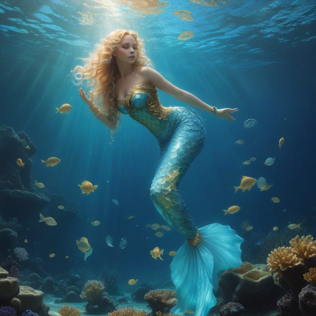 Enchanting Underwater Sea Goddess in Digital Art