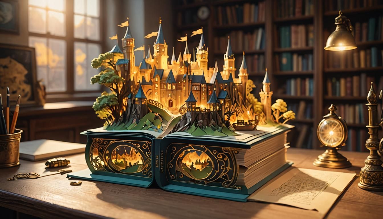 Grand Adventure Pop-Up Book in High Fantasy Style