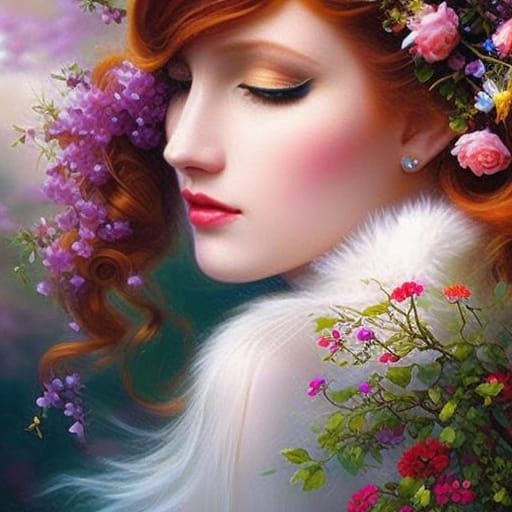 Rose Fairy in Garden at Dawn