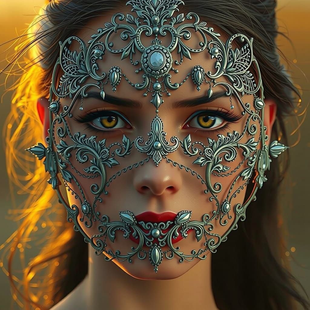 Ethereal Woman in Intricate Filigree, 8K 3D Beauty