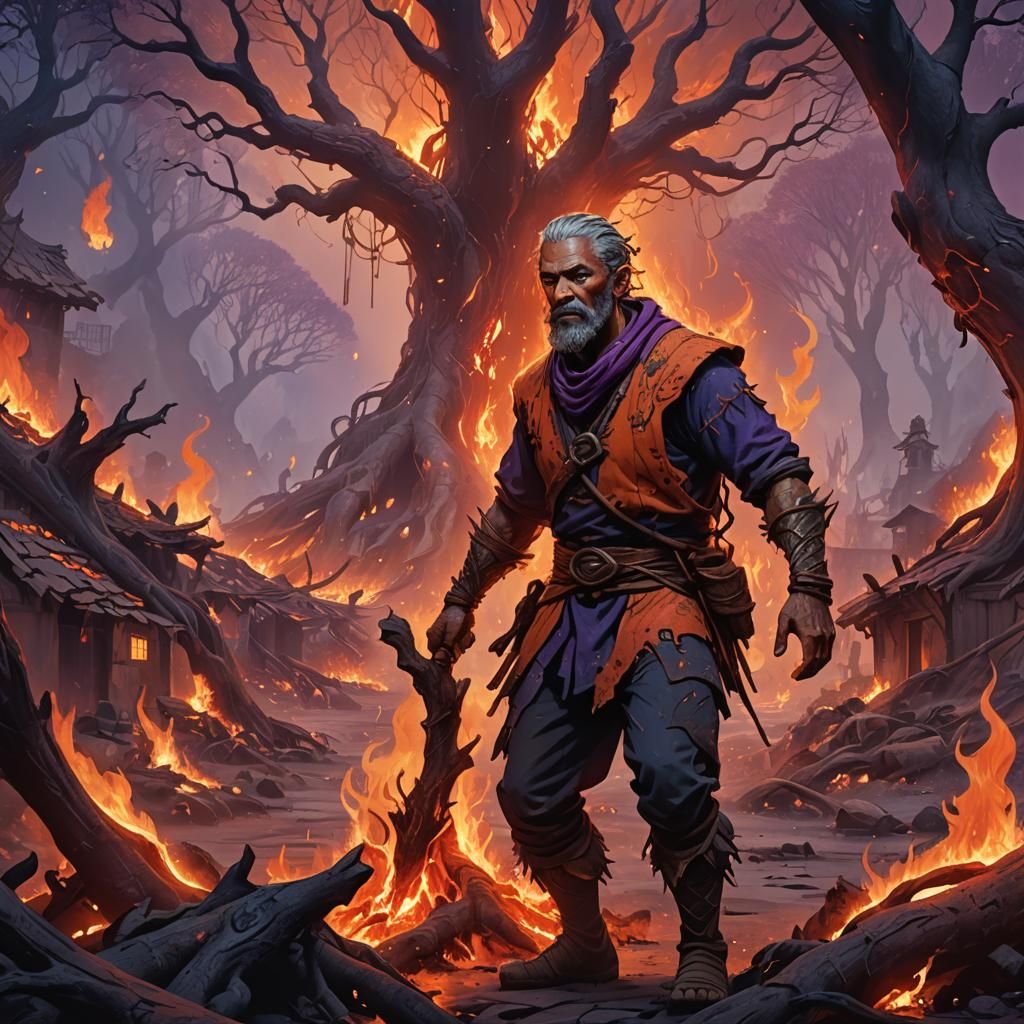 Mystical Inferno: Fantasy Art of a Burning Village