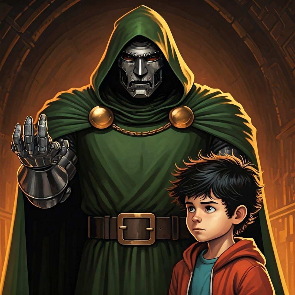 Doctor Doom Teaches Dark Magic to Young Son