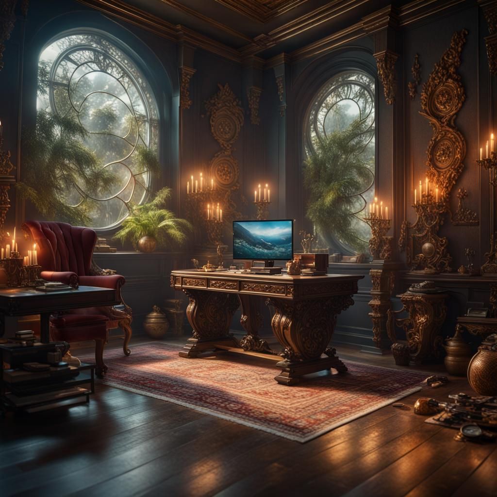 Fantasy Computer Interior Design in 8K