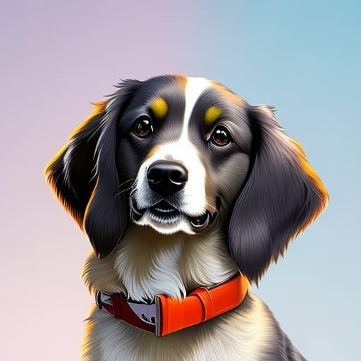 Hyperrealistic Cute Dog with Colorful Background