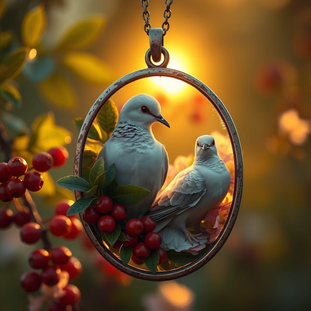 Dove Pendants in Nature's Embrace