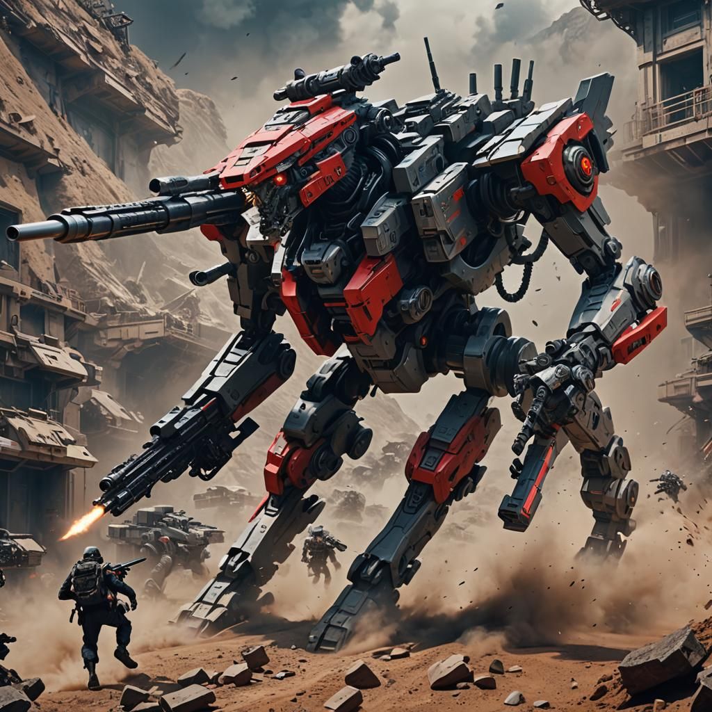 Zoid Mech Warrior in Sci-Fi Action Scene